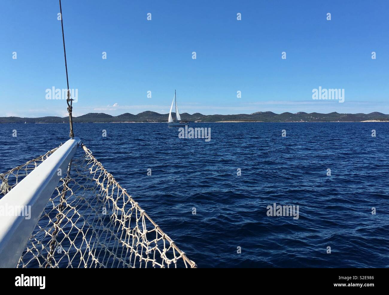 Viaggio in barca a vela sul Mar Adriatico Foto Stock