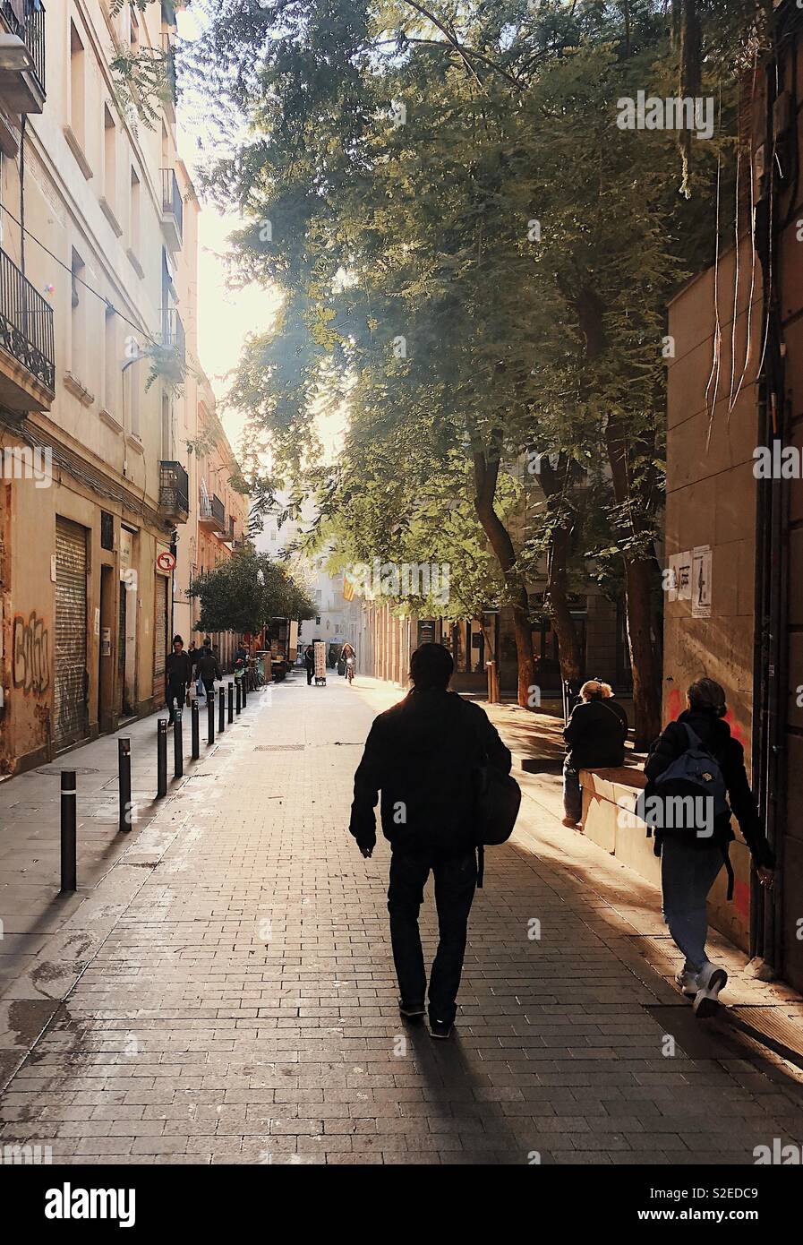 Passeggiata mattutina Barcelona Foto Stock