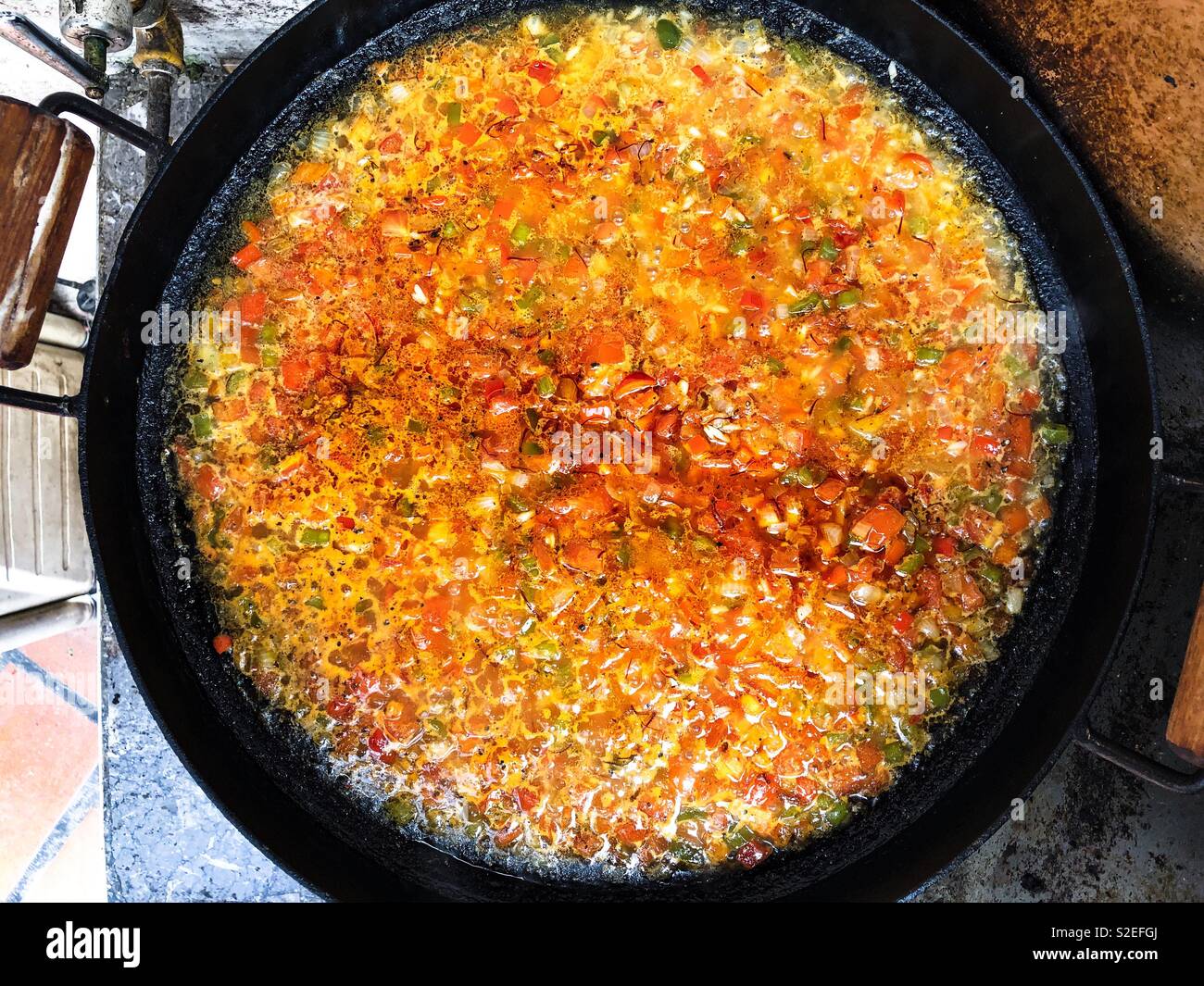Cibo, paella - Immagine stock catturata con smartphone