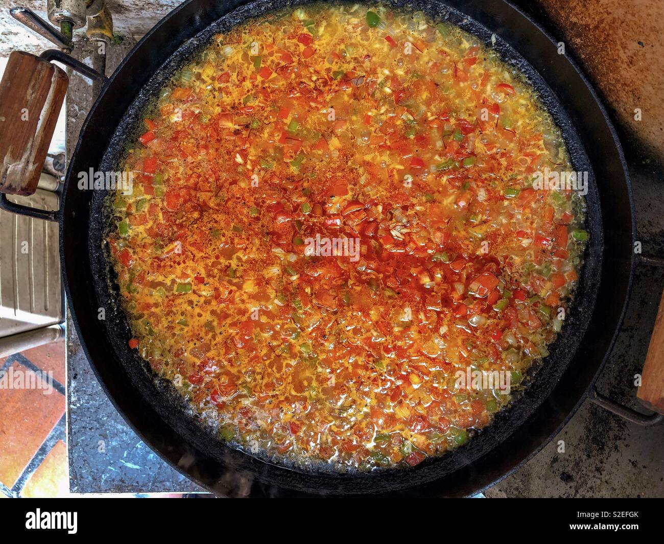 Cibo, paella - Immagine stock catturata con smartphone