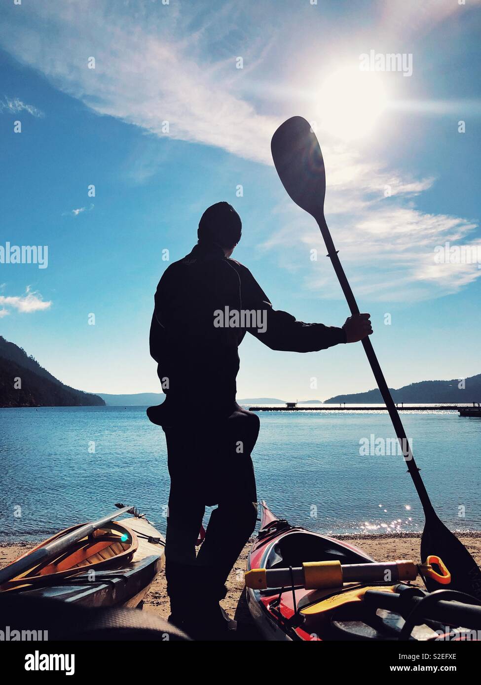 Pronti per l'avventura sull'acqua Foto Stock