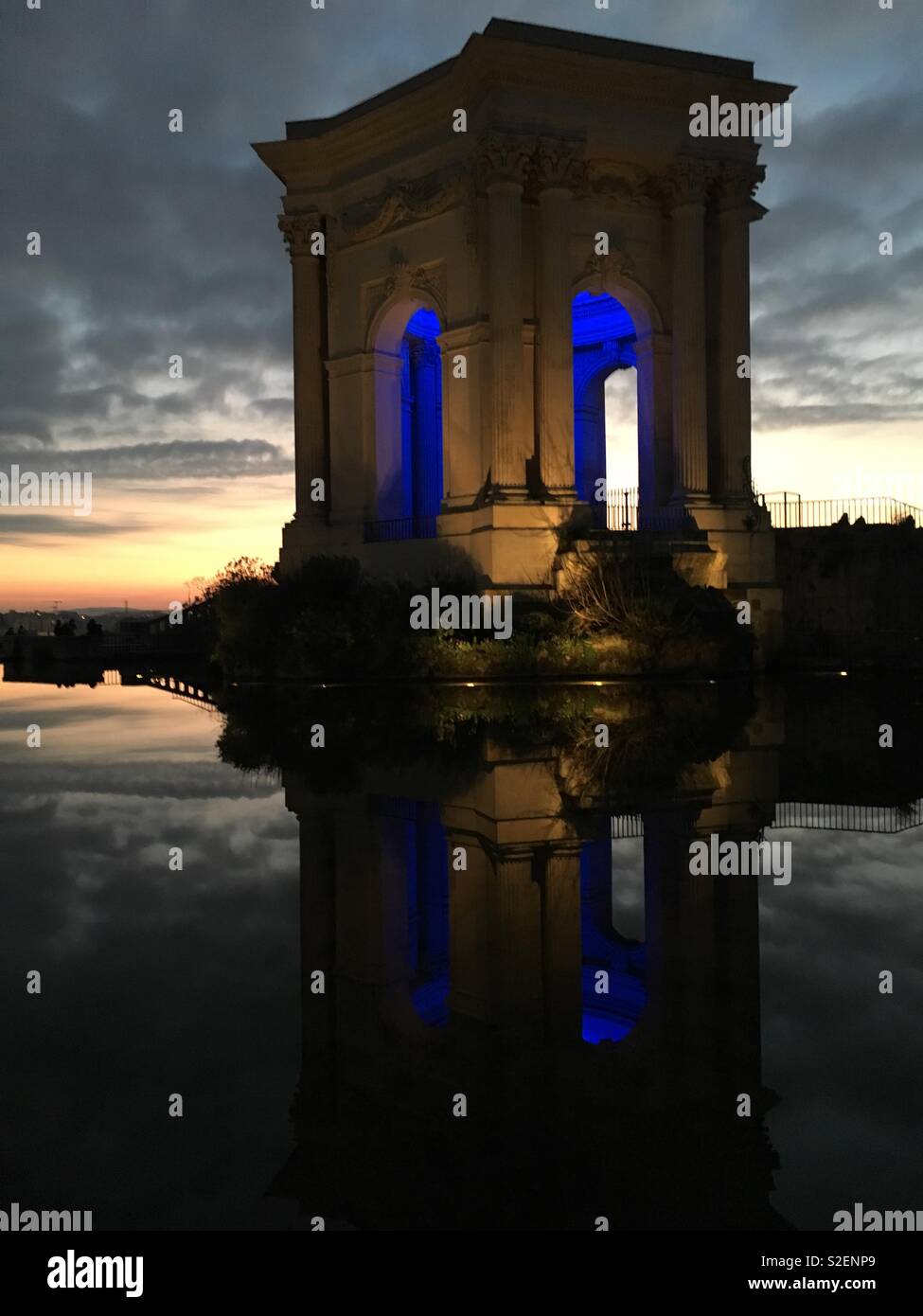 Il Parc du Peyrou a Montpellier, Francia al tramonto Foto Stock