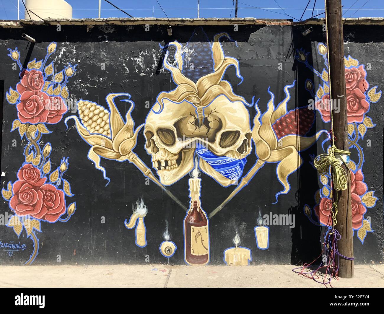 Street Art, Oaxaca, Messico - Immagine stock catturata con smartphone