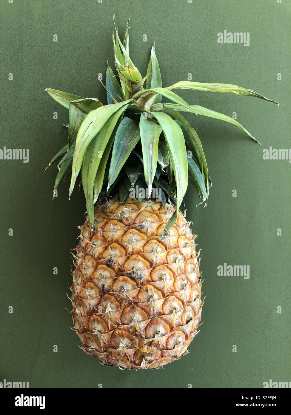 Ananas sullo sfondo verde - Immagine stock catturata con smartphone