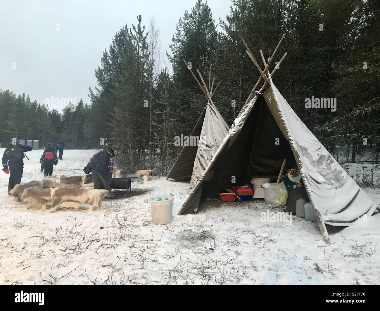 Tende in Lapponia - Immagine stock catturata con smartphone