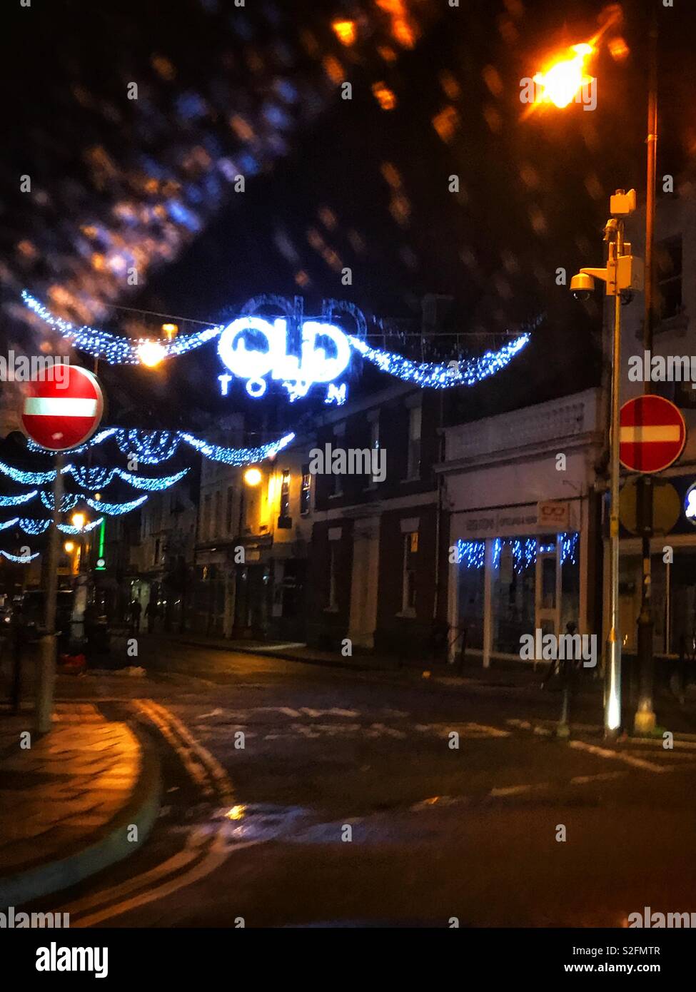 Le luci di Natale in Città Vecchia, swindon, inghilterra Foto Stock