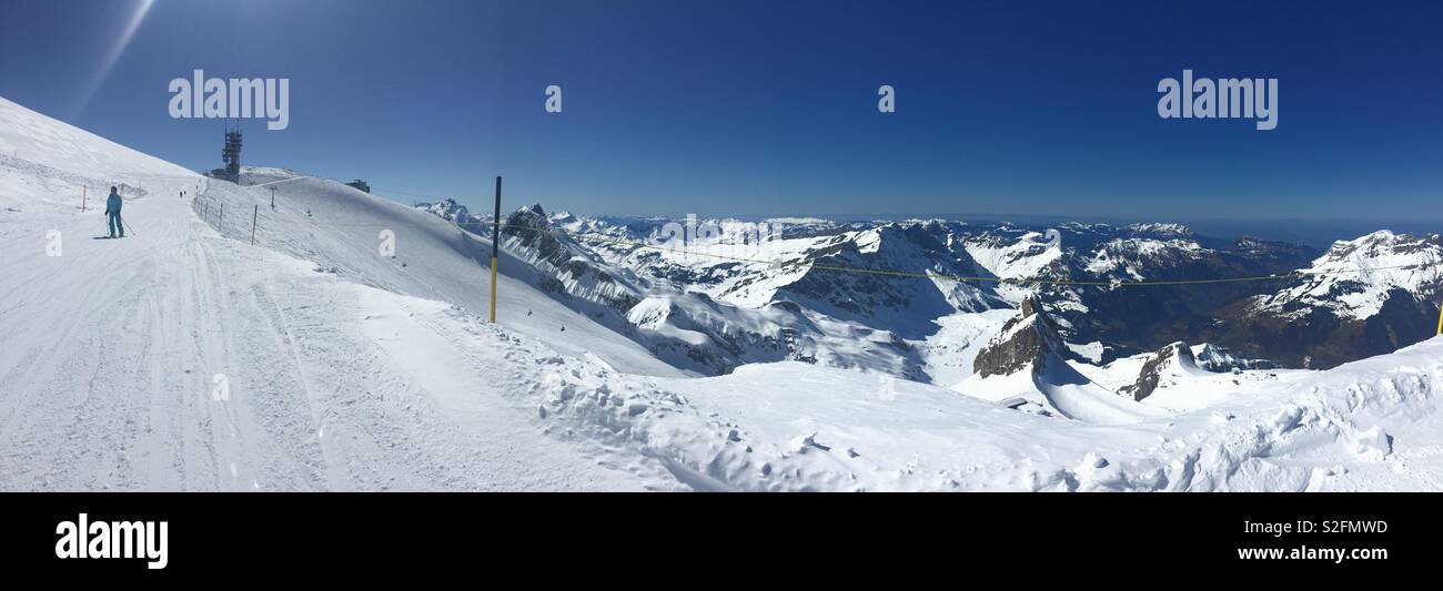 Vista sul Monte Titlis Engelberg, Svizzera. Foto Stock