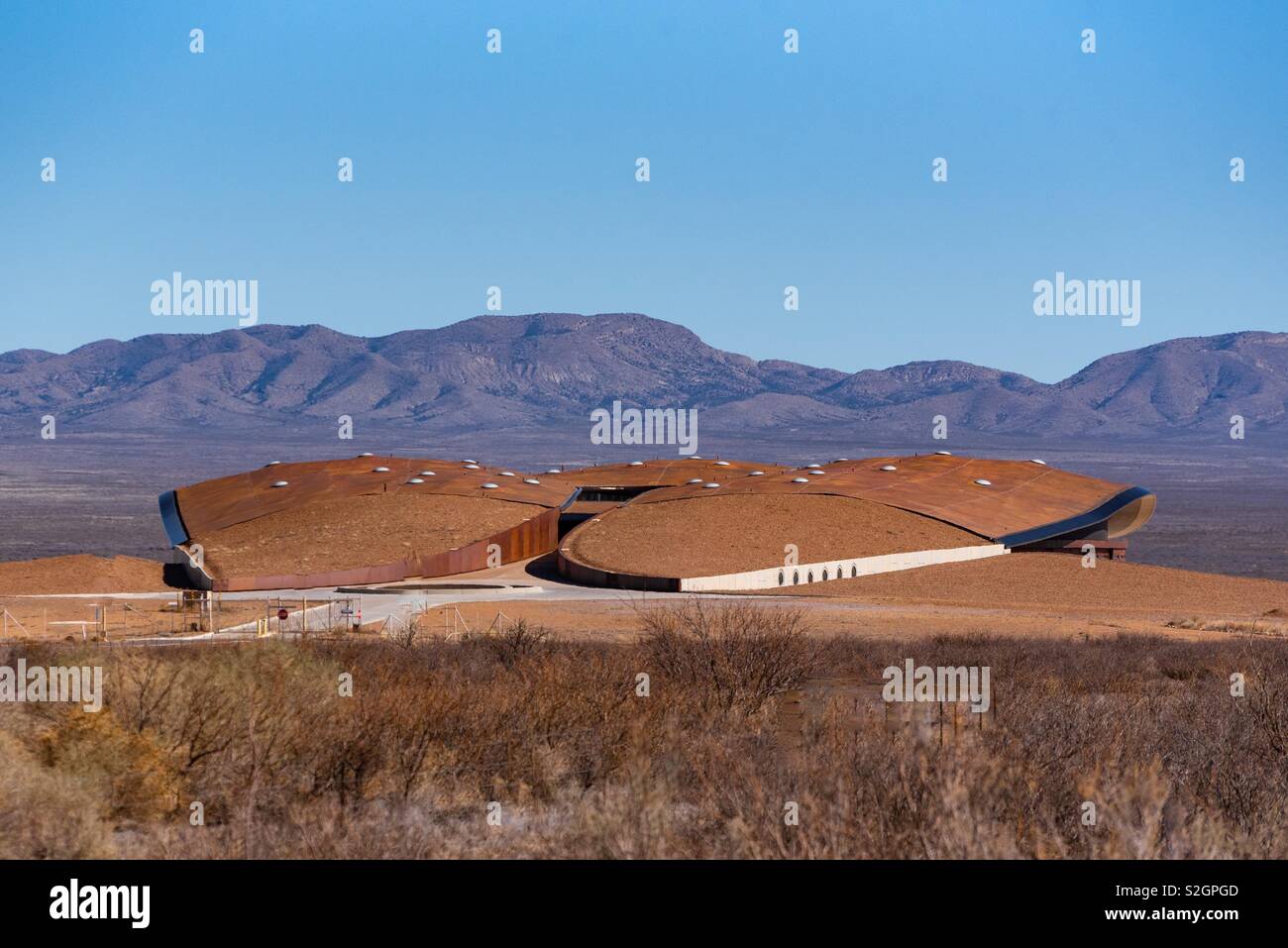 Spaceport America, una falena gigante nel nuovo nel deserto messicano Foto Stock
