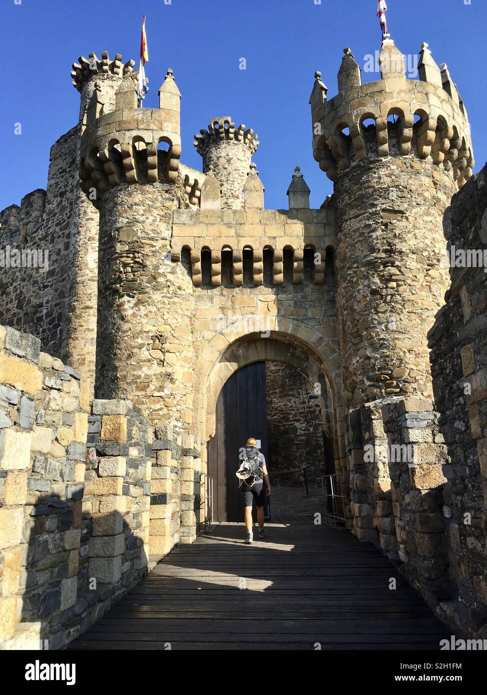 Il castello di Ponferrada, Spagna sul Camino de Santiago rotta Foto Stock