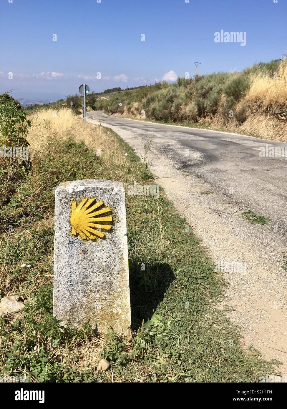 Camino de Santiago Trail e segnavia Foto Stock