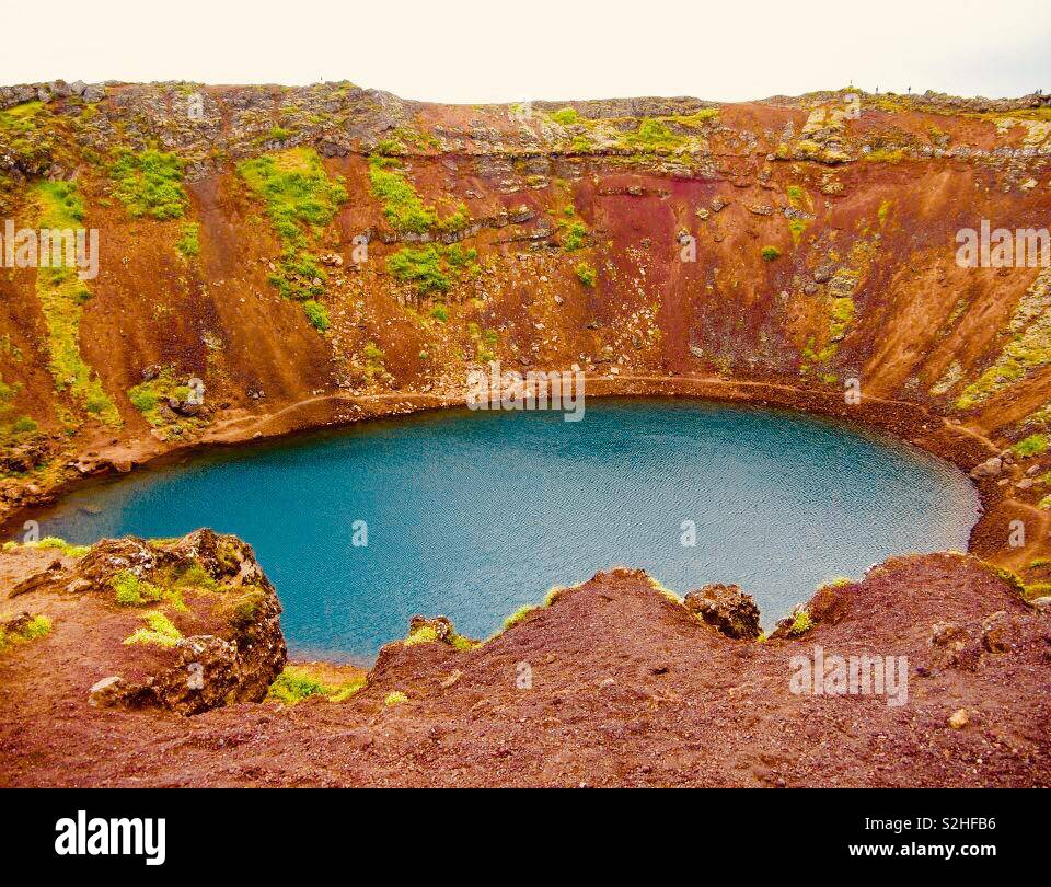 Kerith cratere vulcanico, riempito con acqua, Islanda Foto Stock