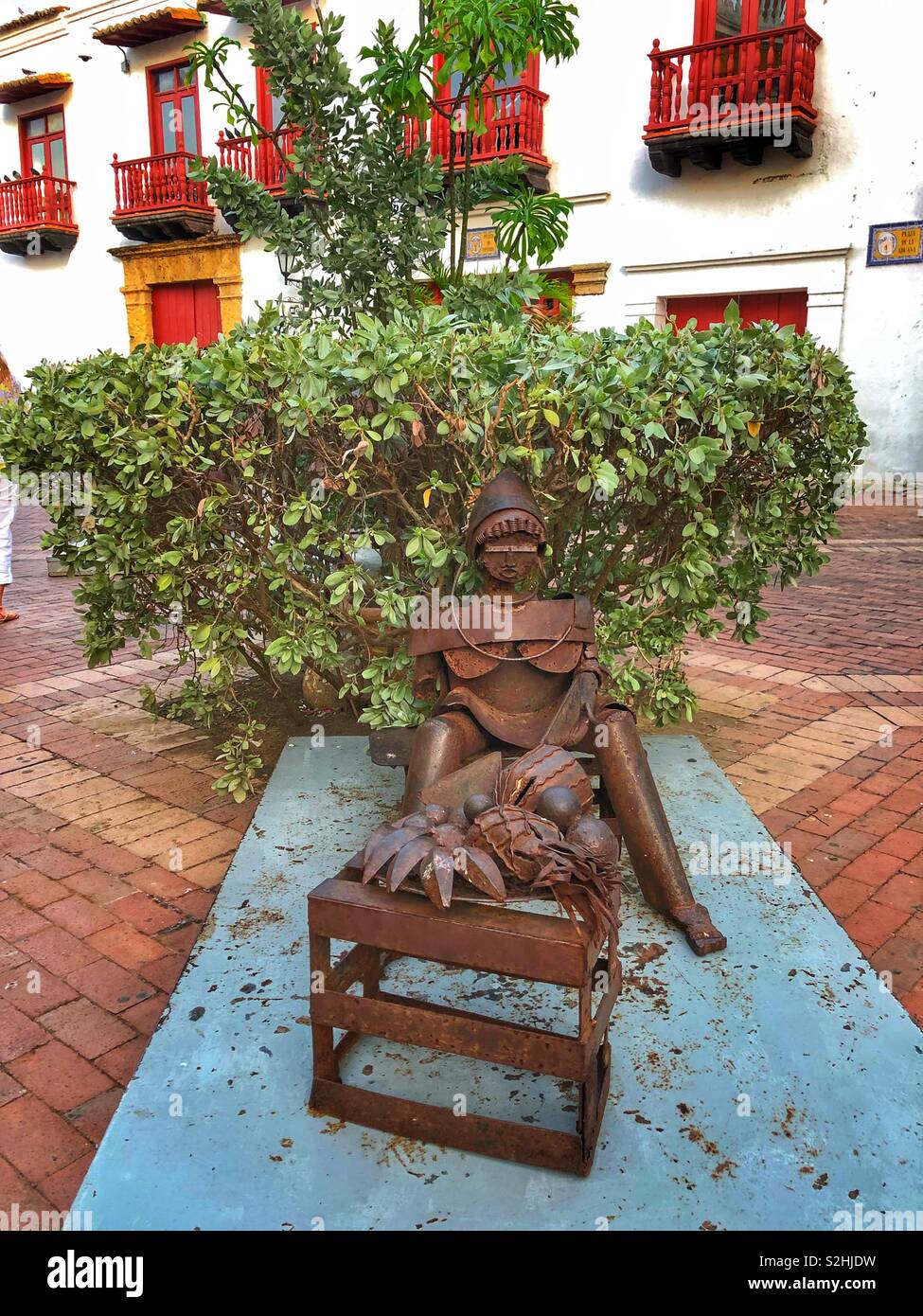 Strada di metallo scultura a Cartagena, Colombia. Foto Stock