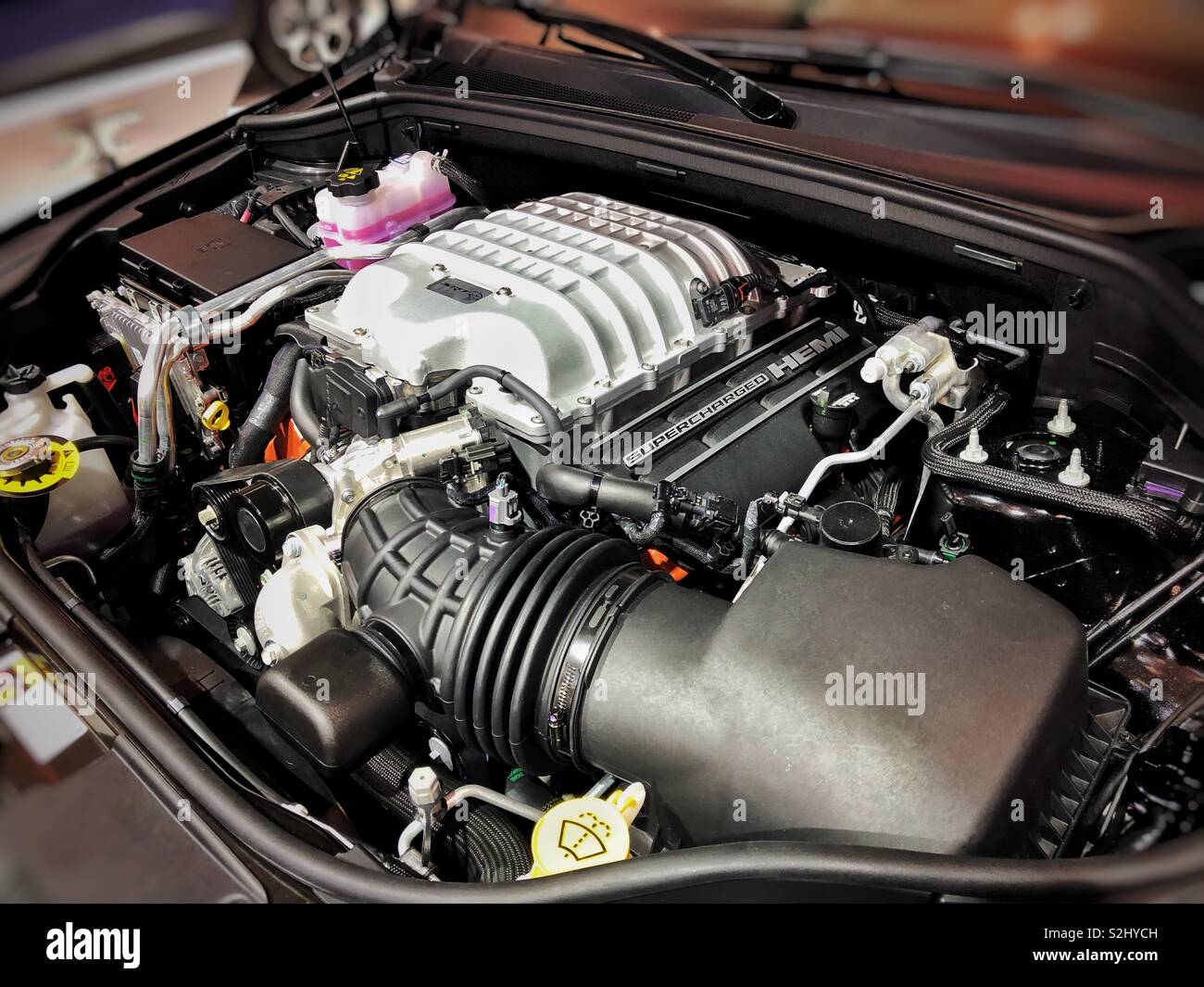 Dodge Challenger SRT Hellcat motore Foto Stock