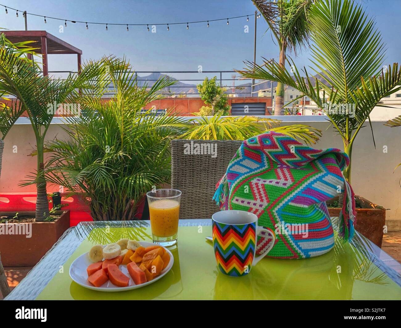 Terrazza sul tetto in Santa Marta, Colombia. Foto Stock