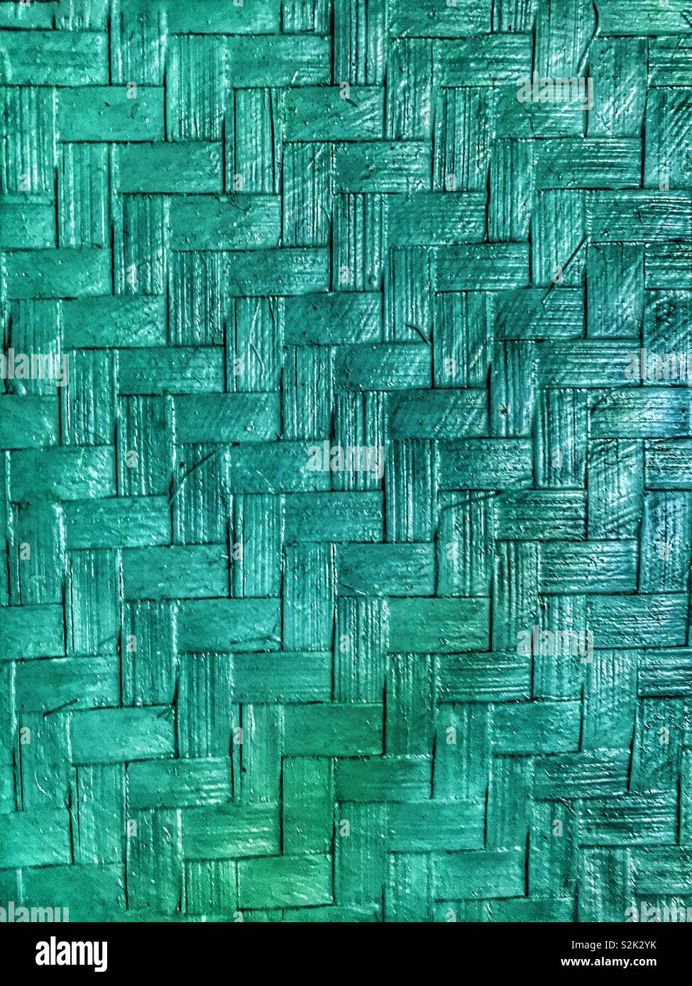 Telaio completo di un tessuto verde basket weave. Foto Stock