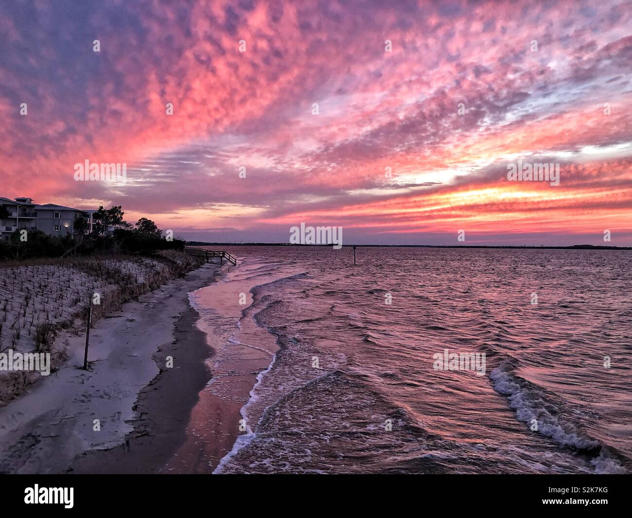 Tybee Island, Georgia tramonto sulla spiaggia Foto Stock
