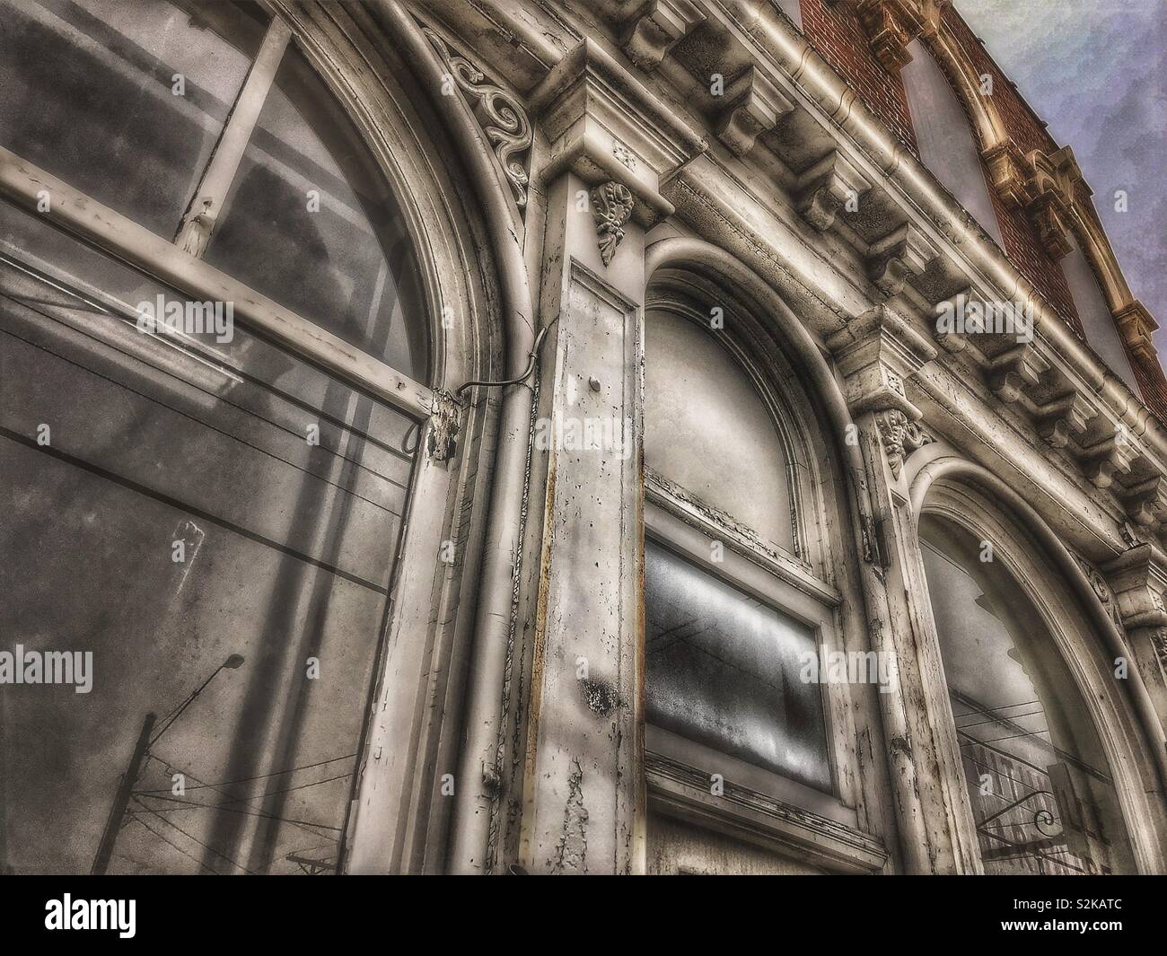 Vecchio edificio ornato facciata, Smithville, Ohio Foto Stock