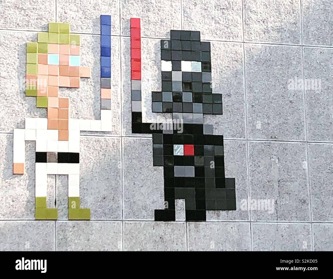 Pixel Star Wars nella Shoreditch Foto Stock