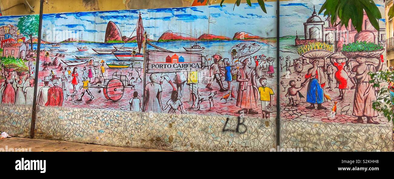 Un murale storico di Rio de Janeiro in Brasile. - Immagine stock catturata con smartphone