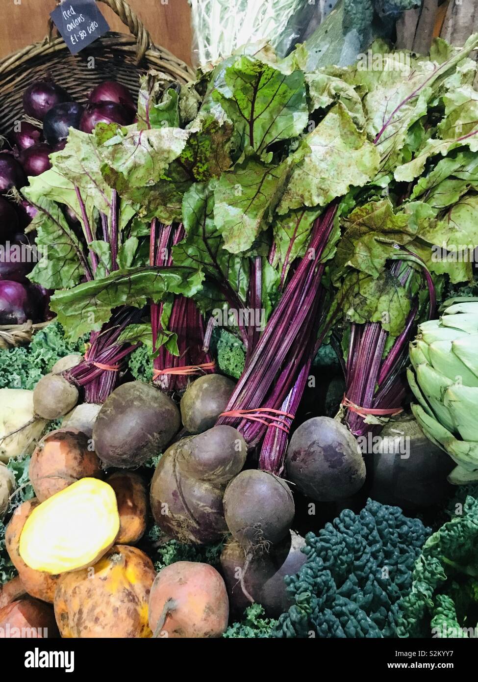 Barbabietole, Borough Market - Londra Foto Stock