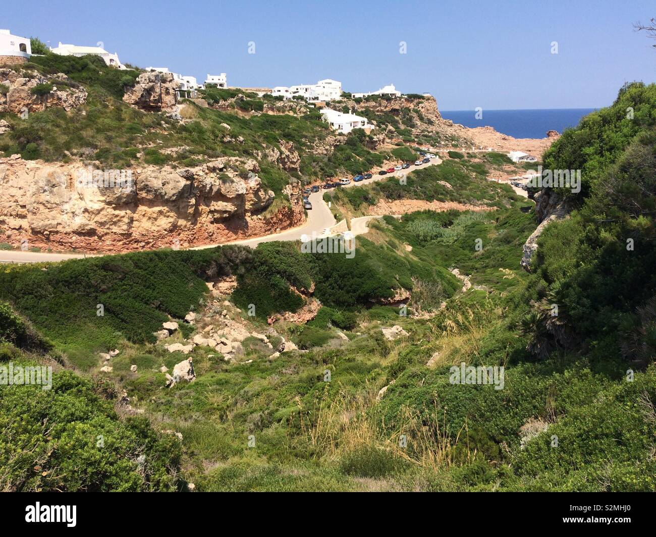 Giornata di sole a Cala Morell, Menorca, Baleares, Spagna Foto Stock