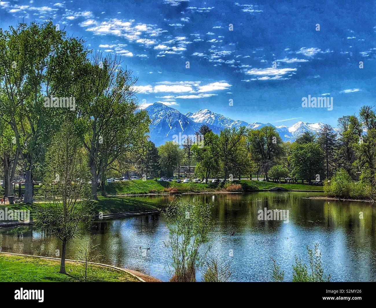 Bellissima giornata a Liberty Park di Salt Lake City, Utah Foto Stock