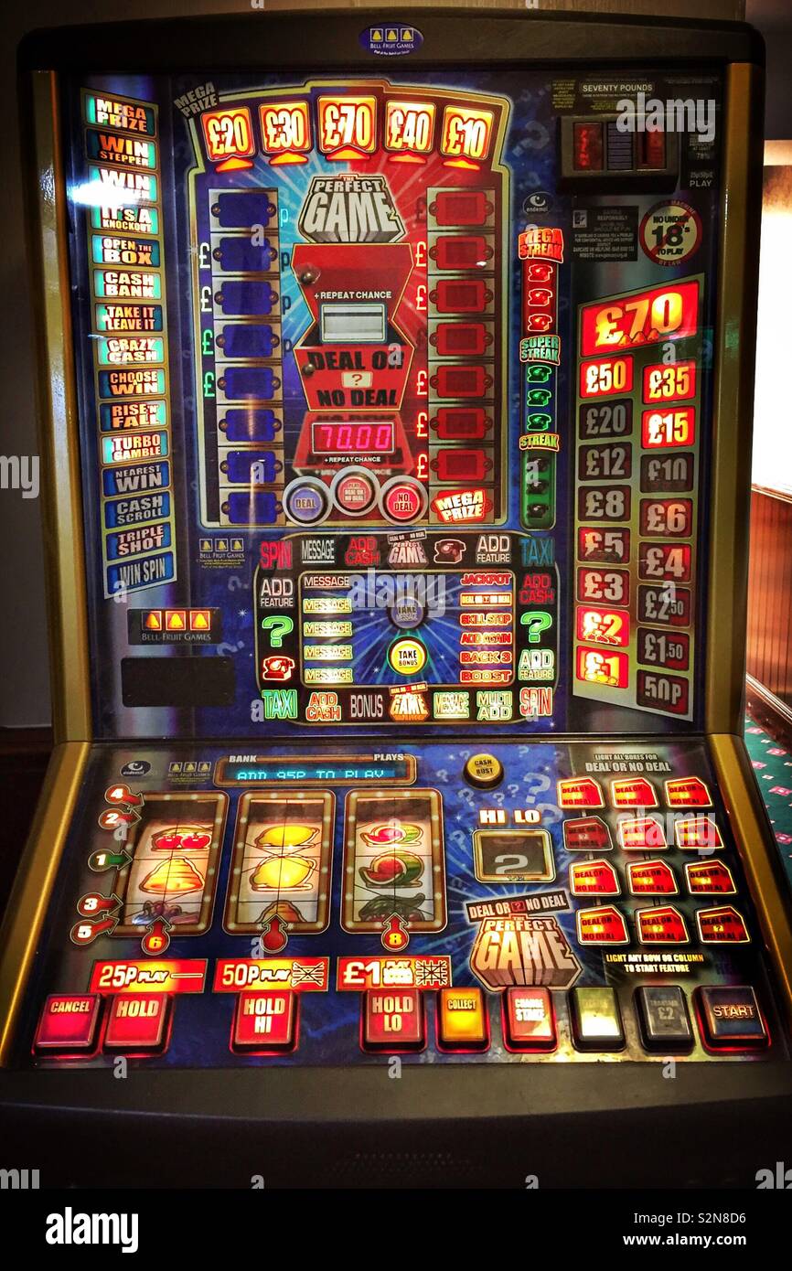 Slot machine vista frontale Foto Stock