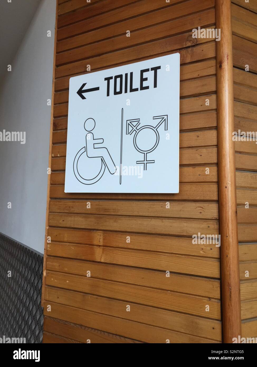 Toilette Unisex segno a Globe Theatre - Immagine stock catturata con smartphone