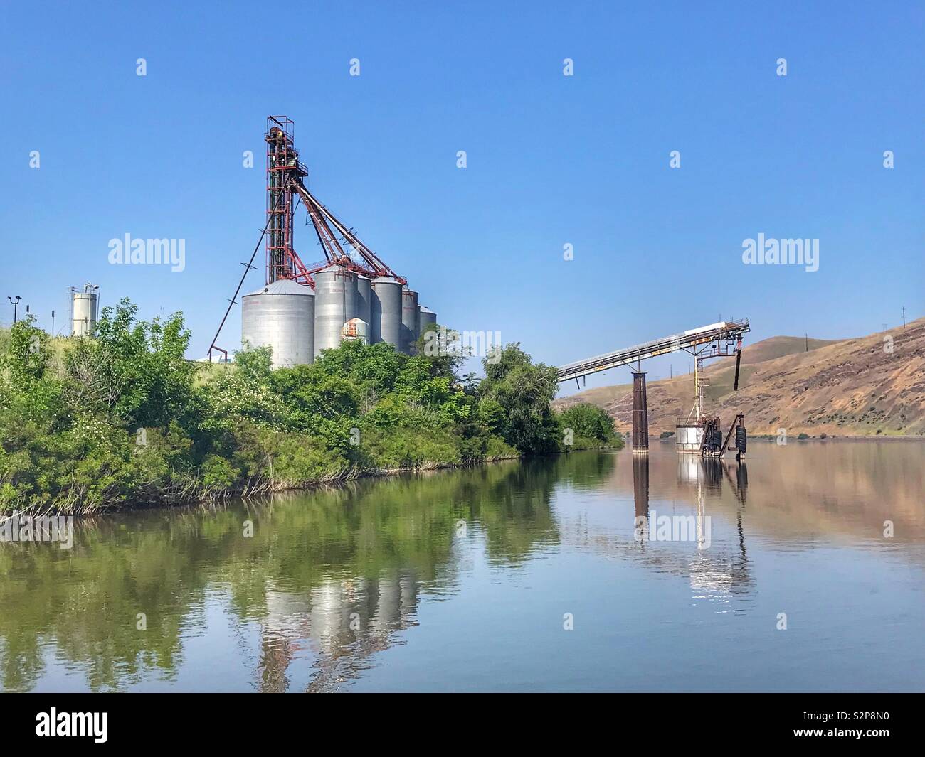 La granella grande ascensore sul fiume Snake, in Clarkston Wa. Foto Stock