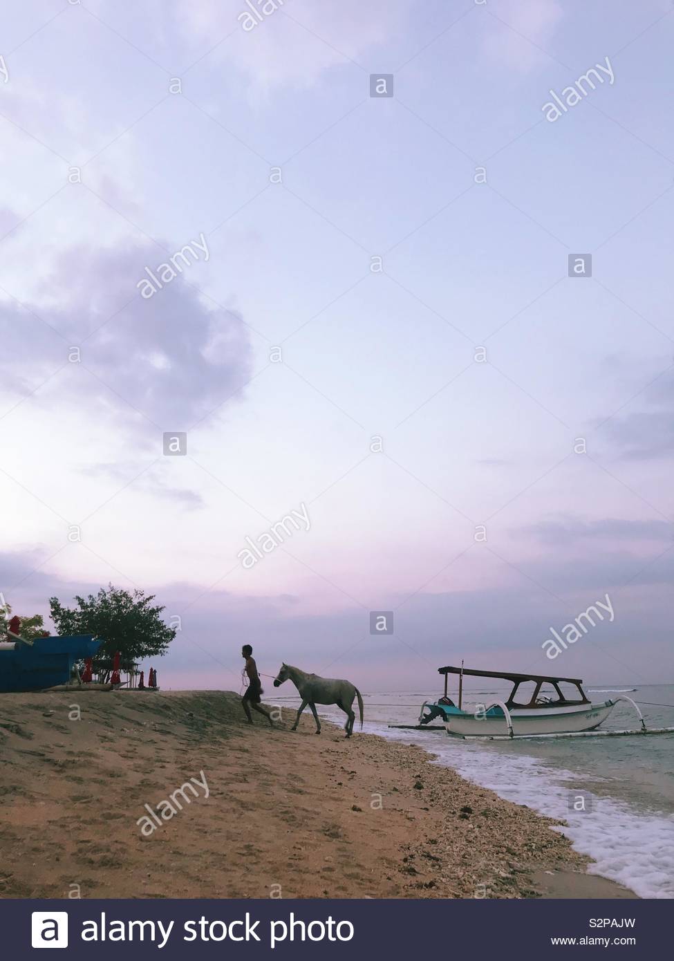 A cavallo in spiaggia Foto Stock