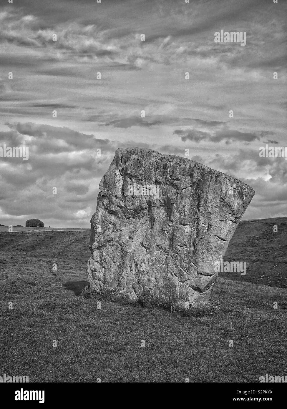 Una delle grandi pietre permanente che forma parte del sud orientale di Avebury Stone Circle - vicino a Marlborough nel Wiltshire, Inghilterra. Avebury è il più grande del mondo di cerchio di pietra. Foto © CH. Foto Stock