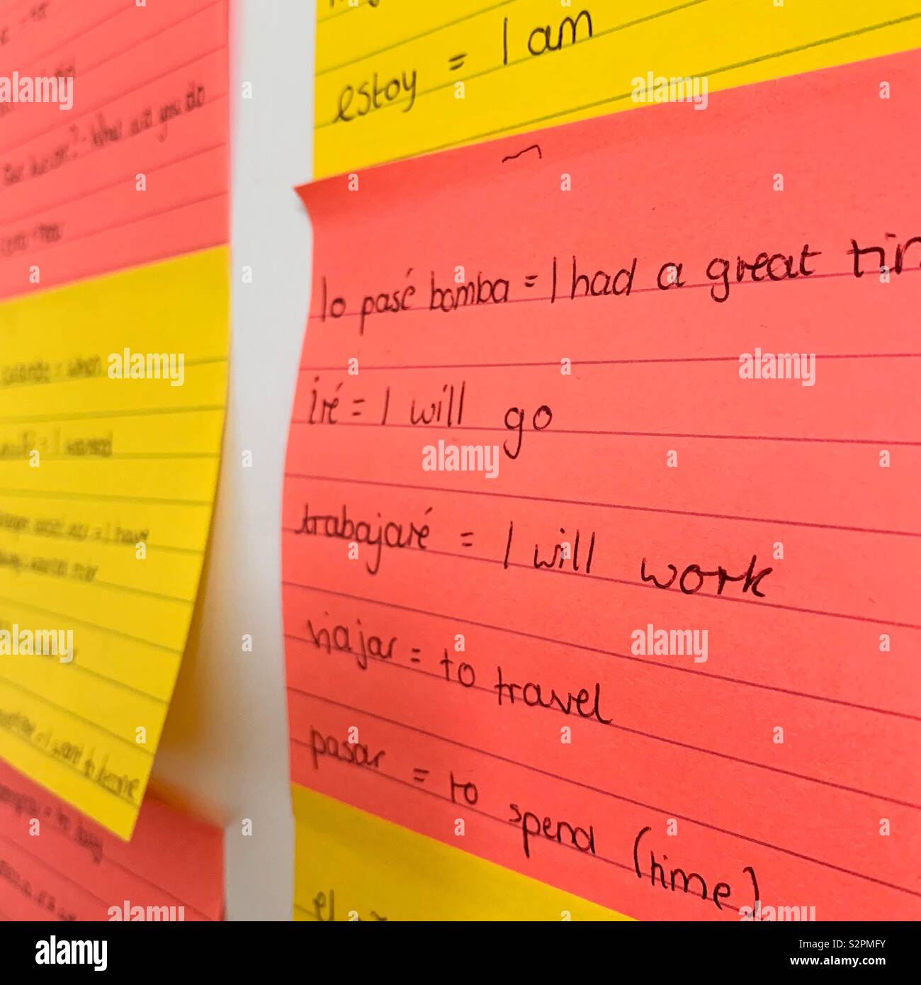 GCSE spagnolo revisione note Foto Stock