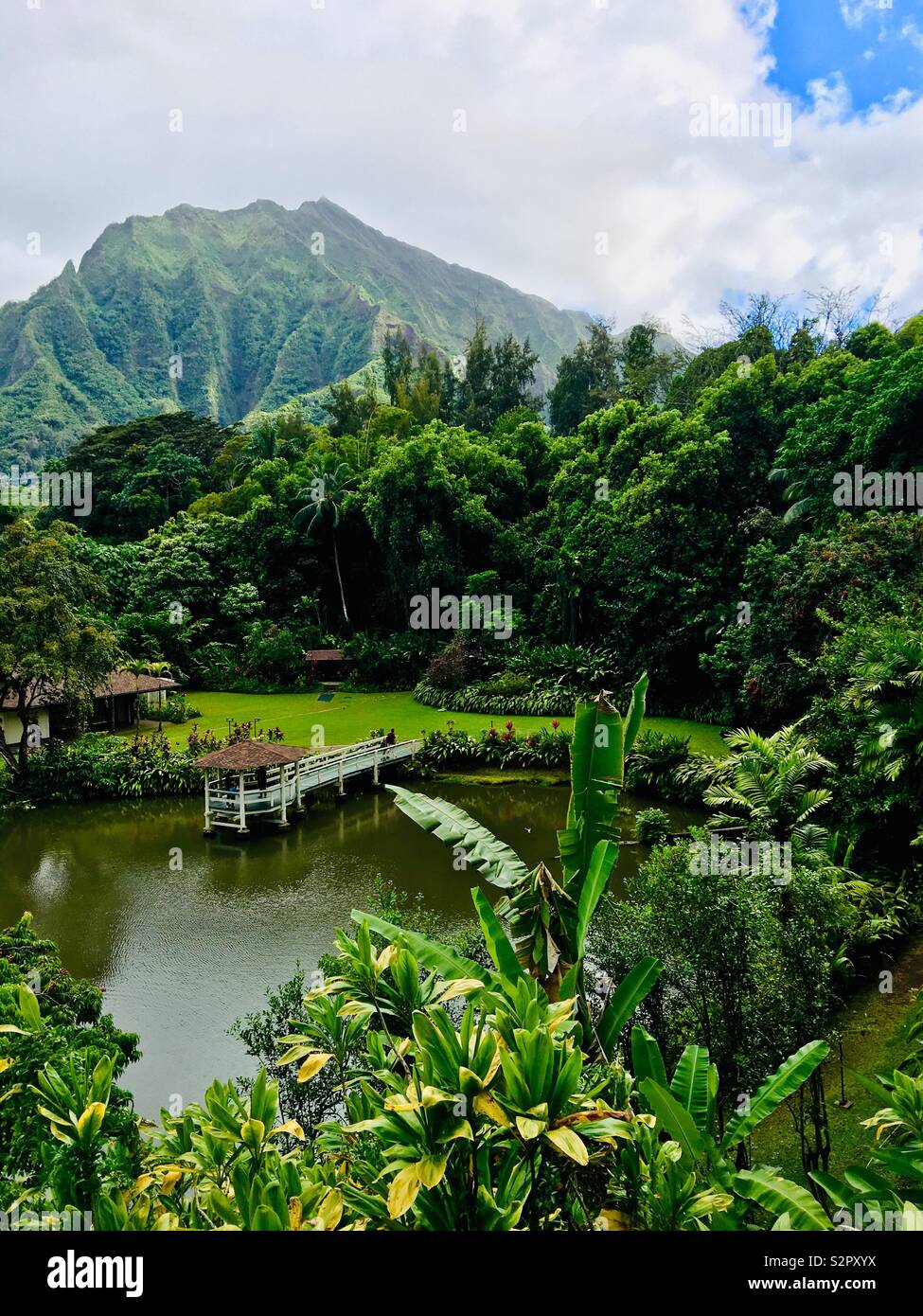 L'haiku giardini, Kaneohe Hawaii su Oahu Foto Stock