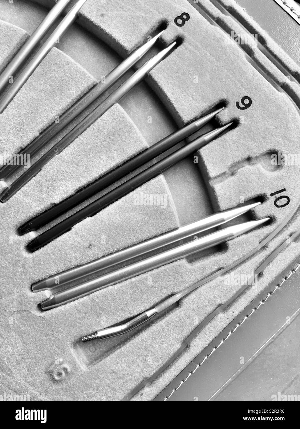 Vintage maglia gruppo di ago, in bianco e nero, STATI UNITI D'AMERICA Foto Stock