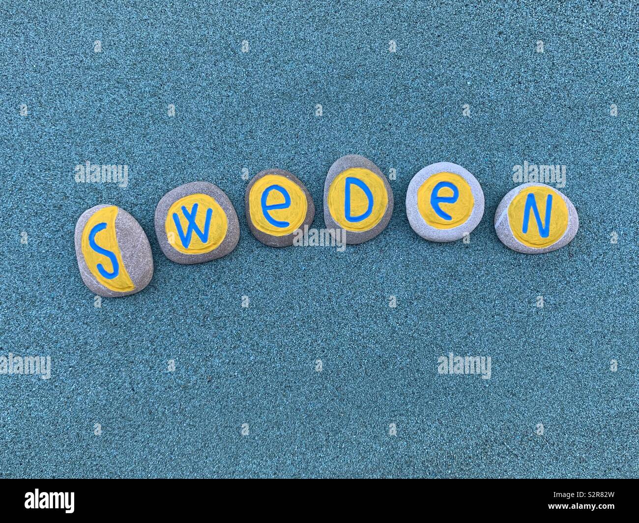 La Svezia, souvenir del paese scandinavo con pietre creative design Foto Stock