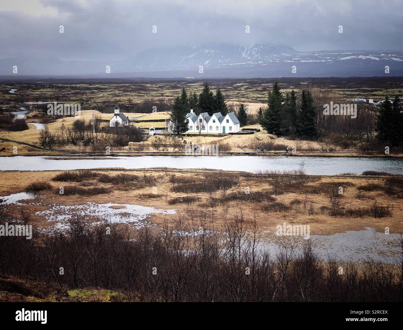 Þingvellir è un sito storico e il parco nazionale in Islanda, a est di Reykjavík - Immagine stock catturata con smartphone