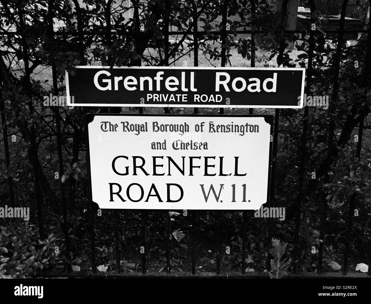 Grenfell Road, Kensington e Chelsea, Londra, dove tanti hanno perso la vita Foto Stock
