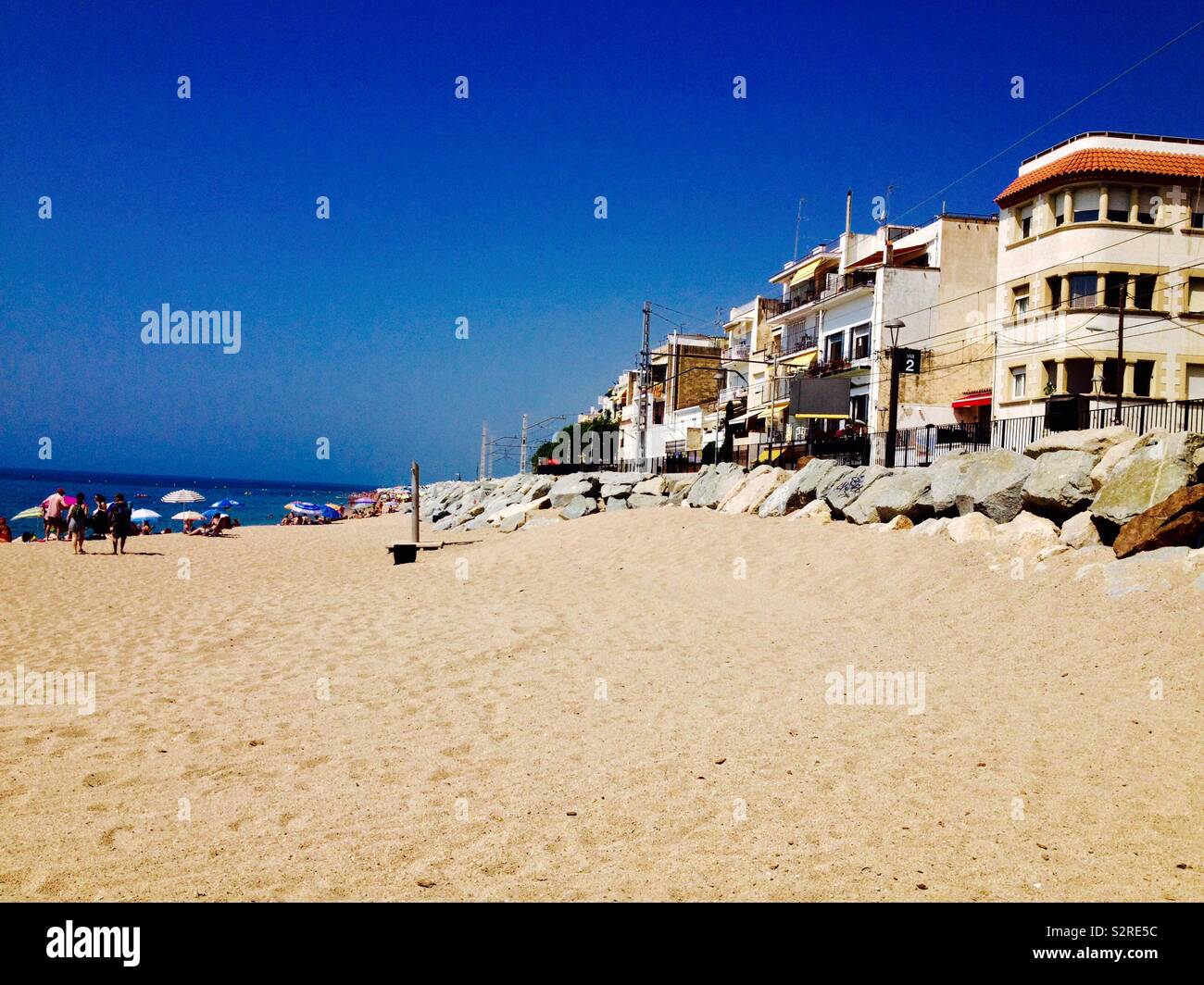 Spiaggia di Sant Pol de Mar Catalogna. Spagna Foto Stock