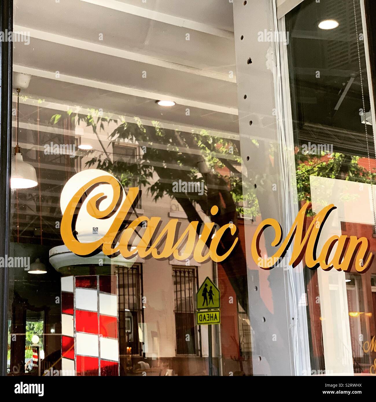 Uomo classico Barberia, Lower Manhattan, New York City Foto Stock