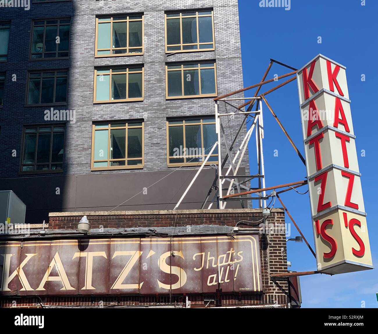 Segni, Katz's Delicatessen, Lower East Side di New York City Foto Stock