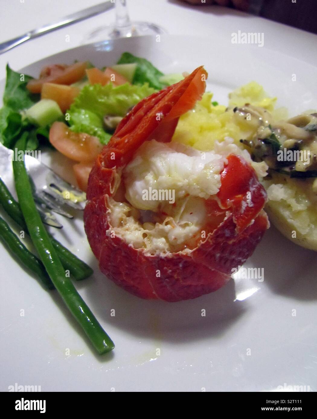 Cena di gamberi di fiume Foto Stock