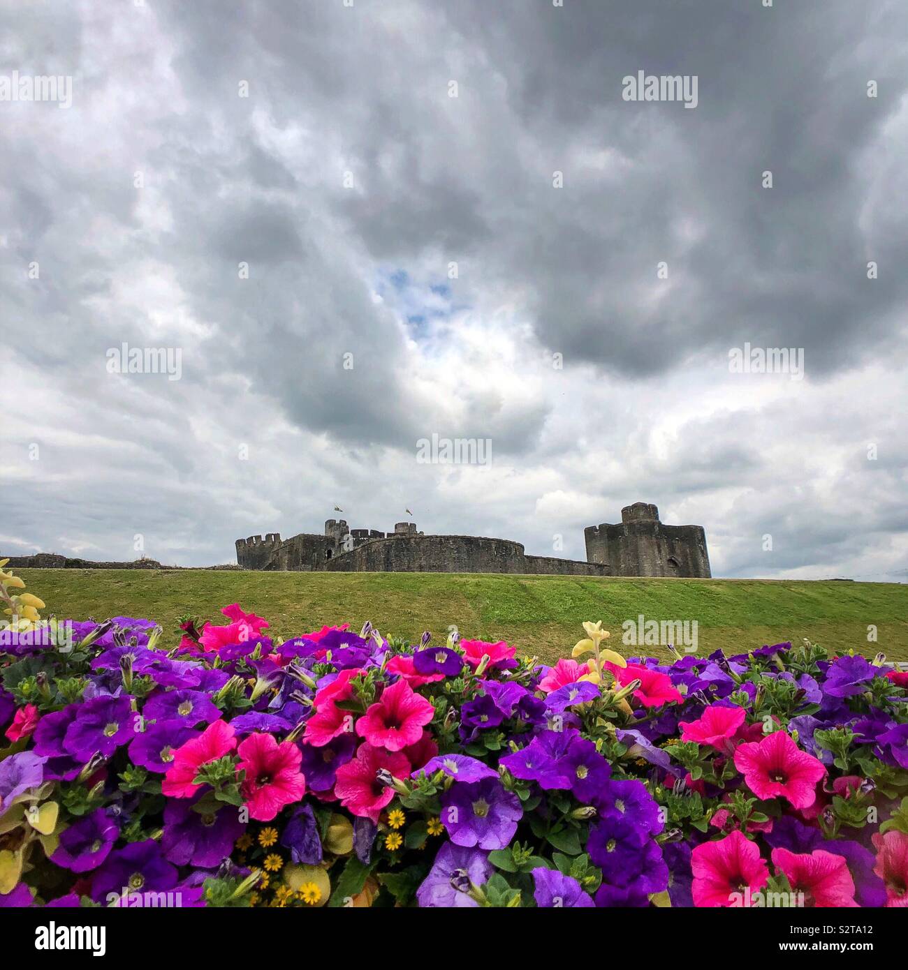 Castello di Caerphilly Foto Stock