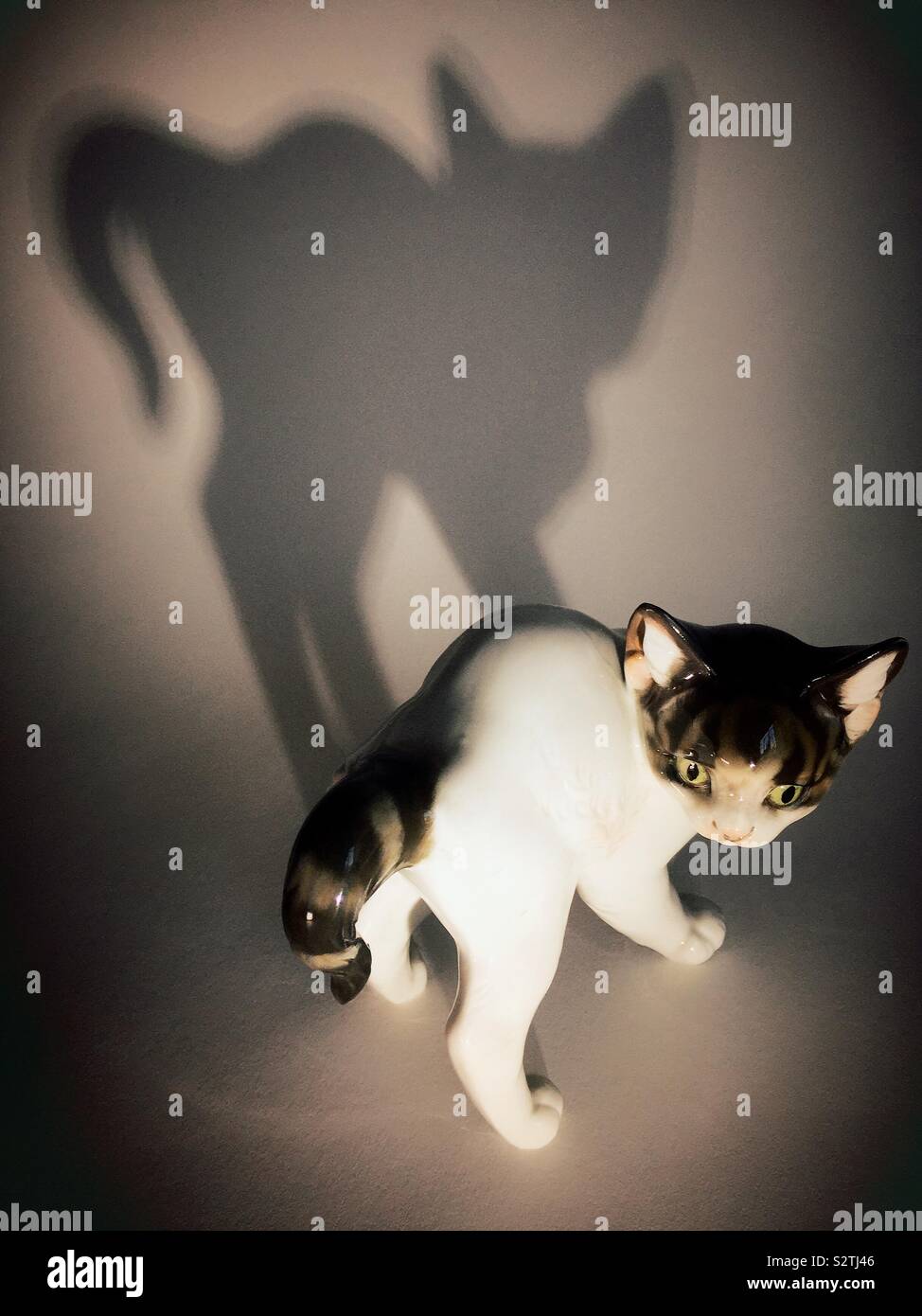 Rosenthal figurina di soprassalto gattino con ombra minacciosa Foto Stock