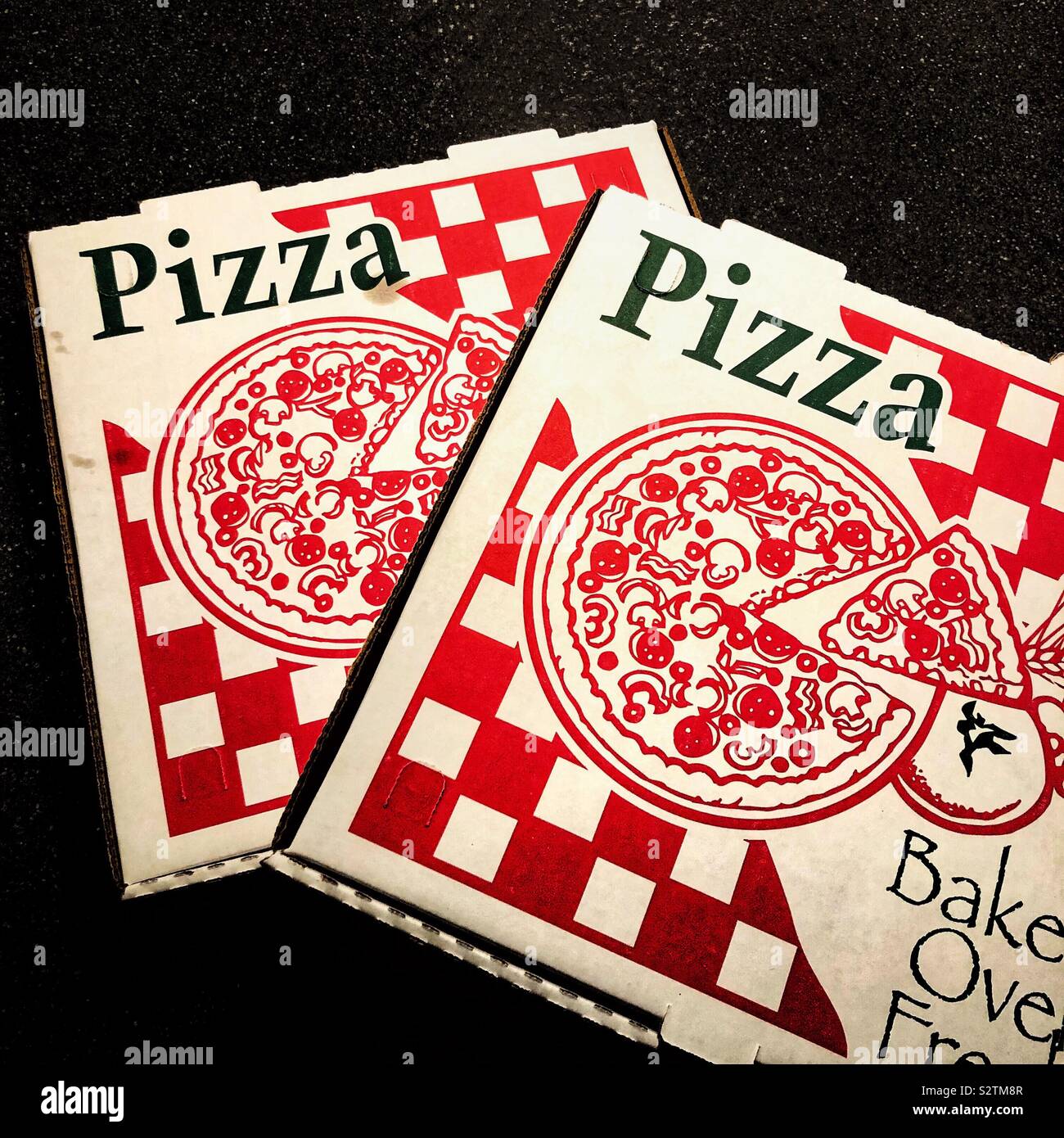 Due scatole per pizza Foto Stock