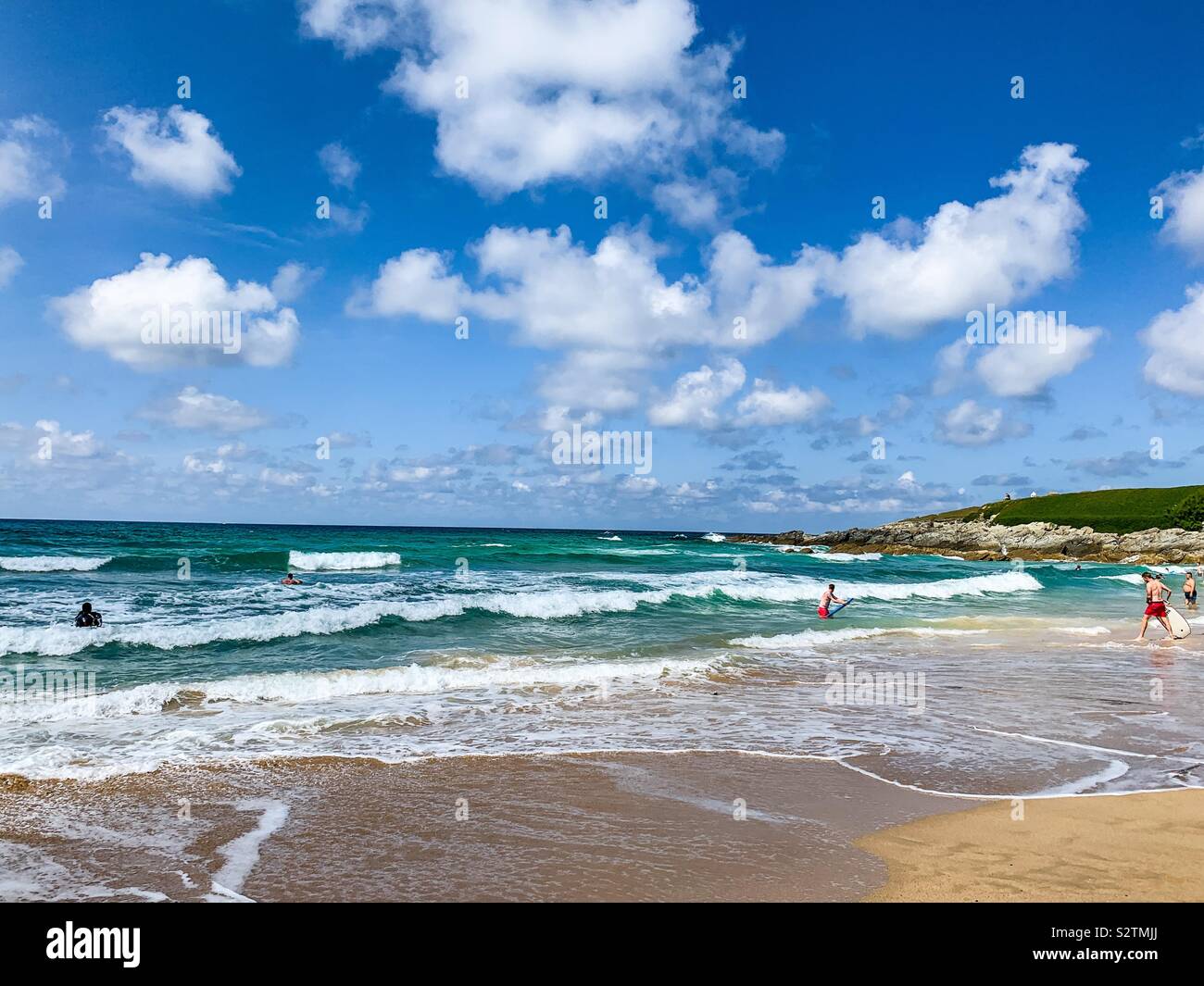 Fistral Beach in Newquay Cornwall in estate Foto Stock