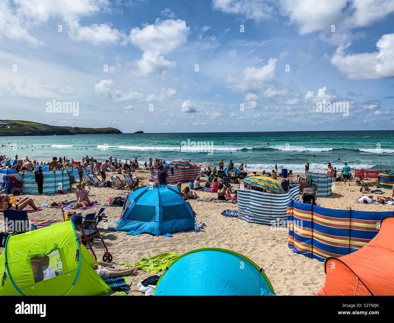 Fistral Beach in Newquay Cornwall in estate Foto Stock