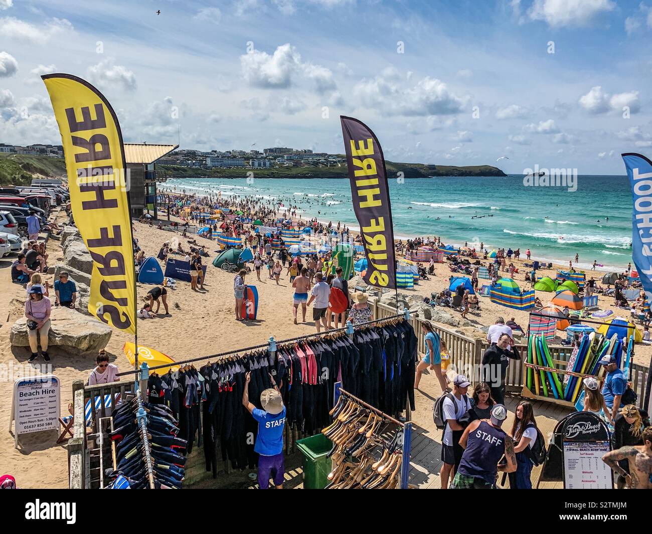 Fistral Beach in Newquay Cornwall in estate Foto Stock