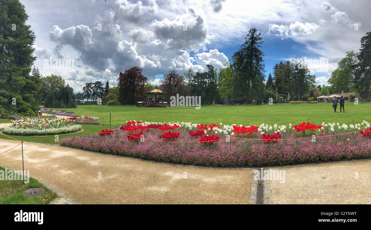 Ginevra Giardino botanico in primavera - Svizzera - Immagine stock catturata con smartphone