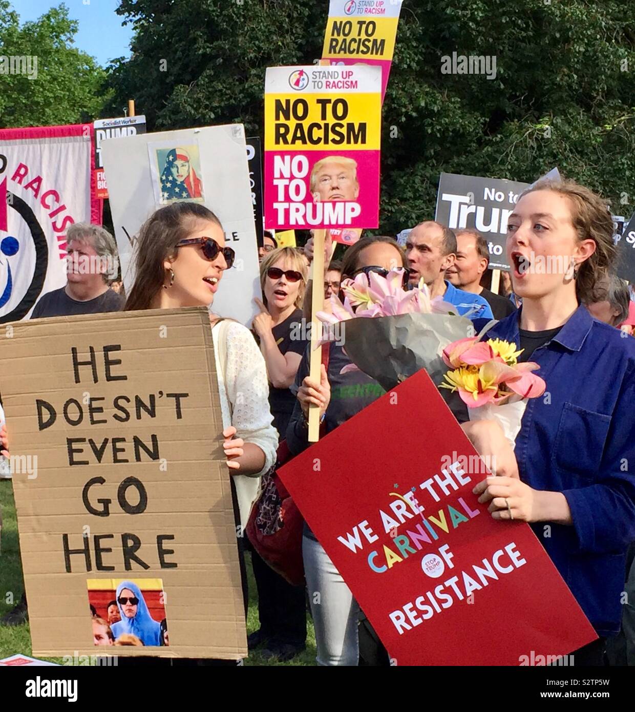 Anti Trump démonstration, Londra Giugno 2019 - Immagine stock catturata con smartphone