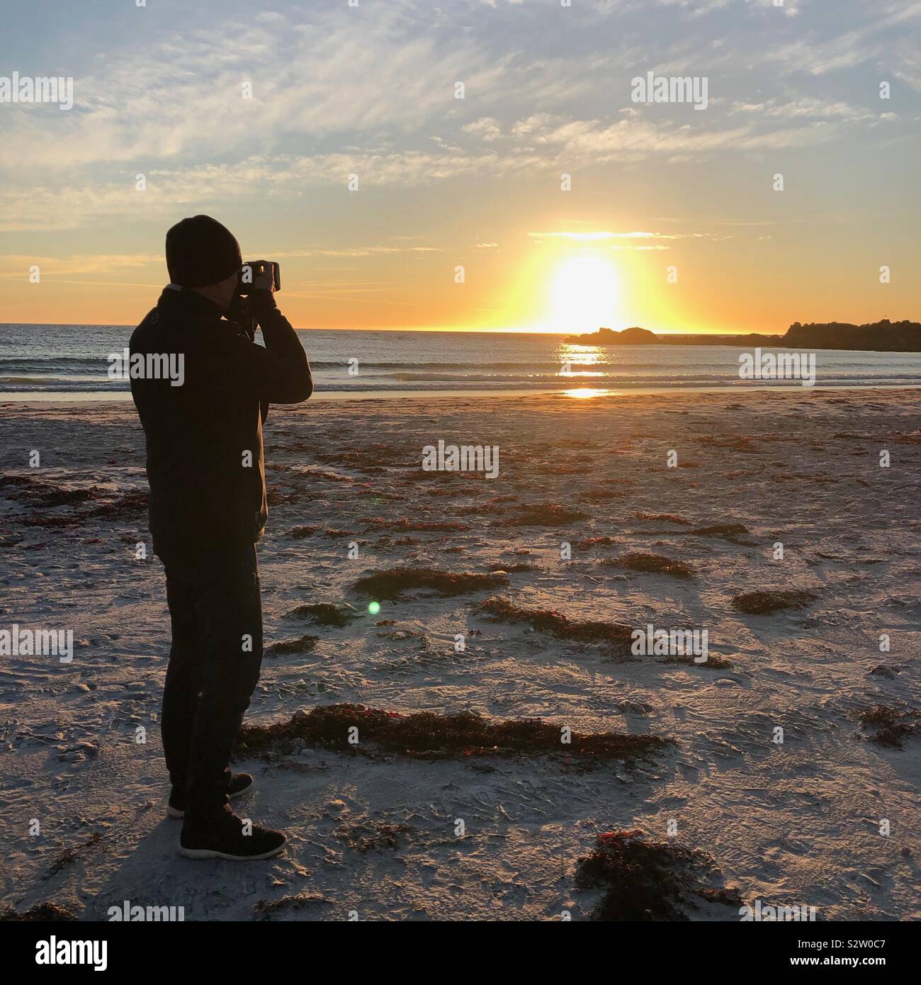 Fotografo e il sole di mezzanotte Foto Stock